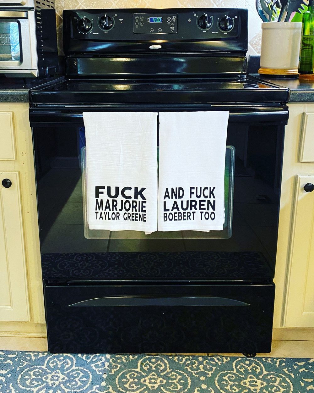 Fuck Marjorie Taylor Greene MTG and Lauren Boebert Too Tea Towel Set